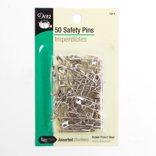 Dritz, Nickel, Assorted Sized, Safety Pins, 50 Piece